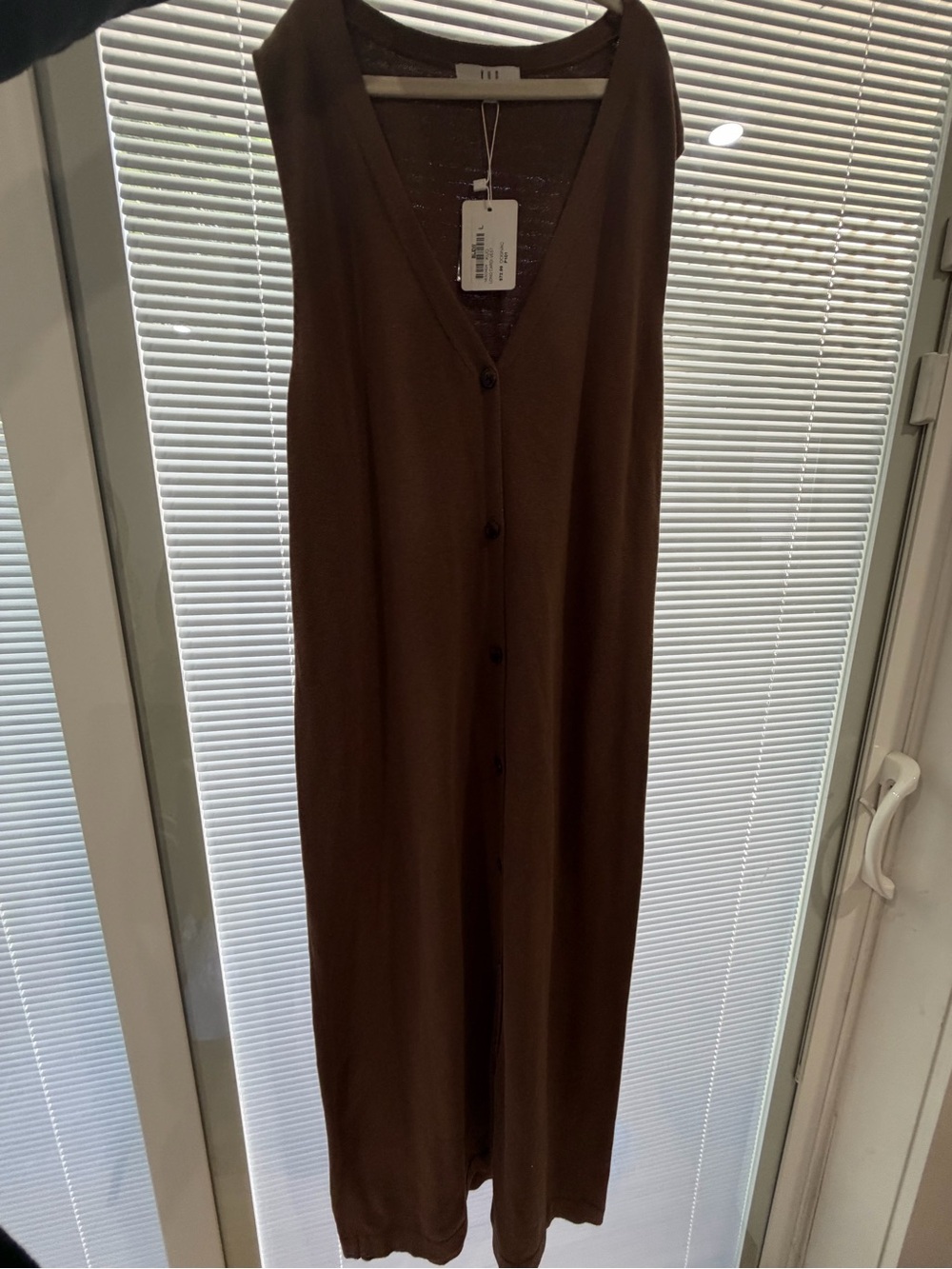 Sleeveless Brown Button-Front Maxi Dress
